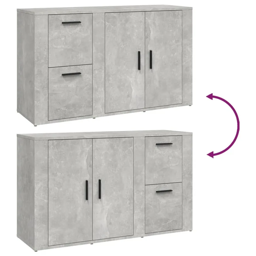 Buffet Gris béton 100x33x59,5 cm Bois d'ingénierie - 9