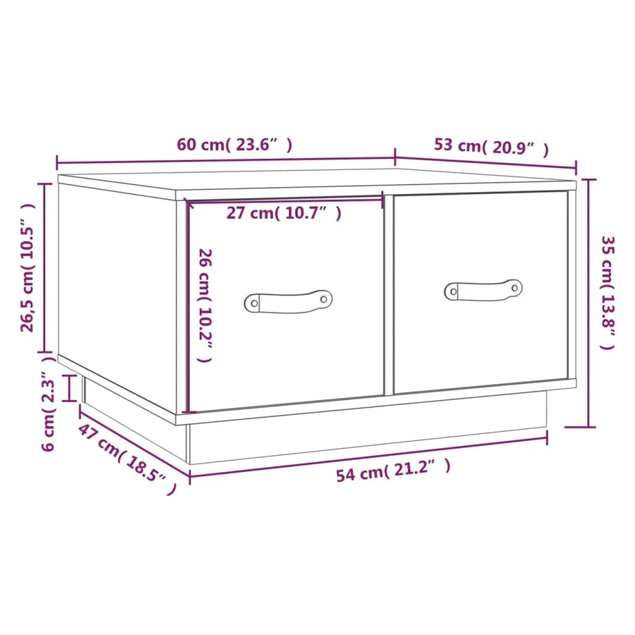 Table basse Marron miel 60x53x35 cm Bois massif de pin - 10