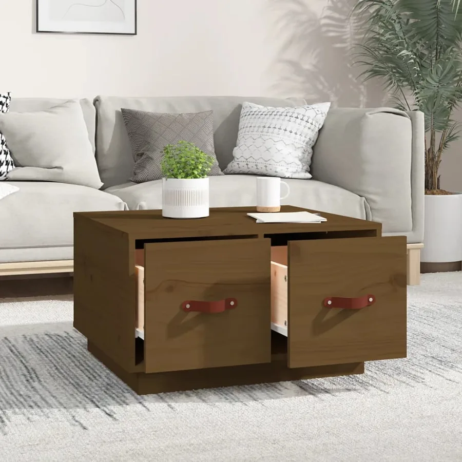 Table basse Marron miel 60x53x35 cm Bois massif de pin - 3