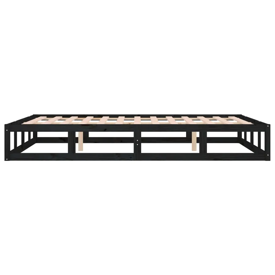 Cadre de lit sans matelas noir 160x200 cm bois massif - 7