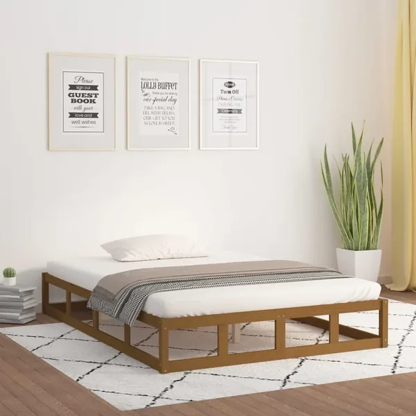 Cadre de lit sans matelas marron miel 120x200 cm bois massif