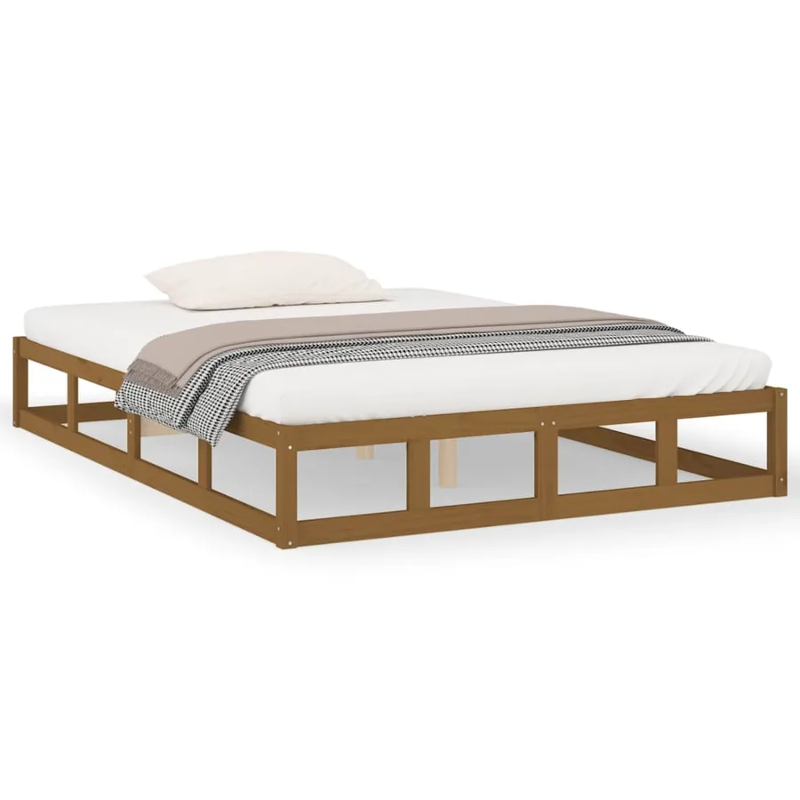 Cadre de lit sans matelas marron miel 120x200 cm bois massif - 2