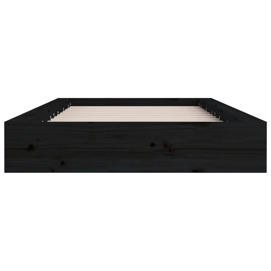 Cadre de lit sans matelas noir 75x190 cm bois massif - 4