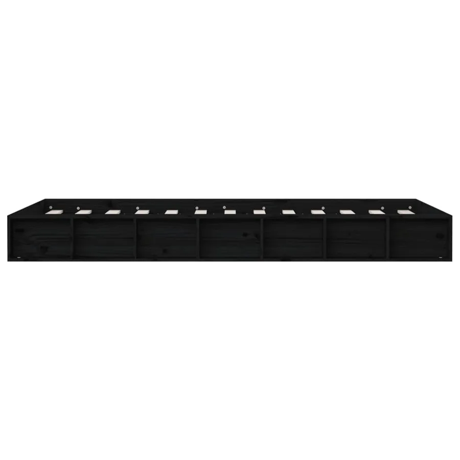 Cadre de lit sans matelas noir 75x190 cm bois massif - 5