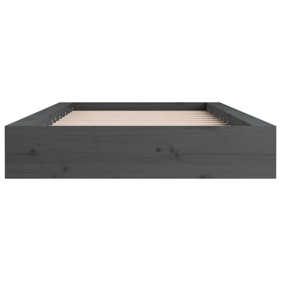 Cadre de lit sans matelas gris 75x190 cm bois massif - 4