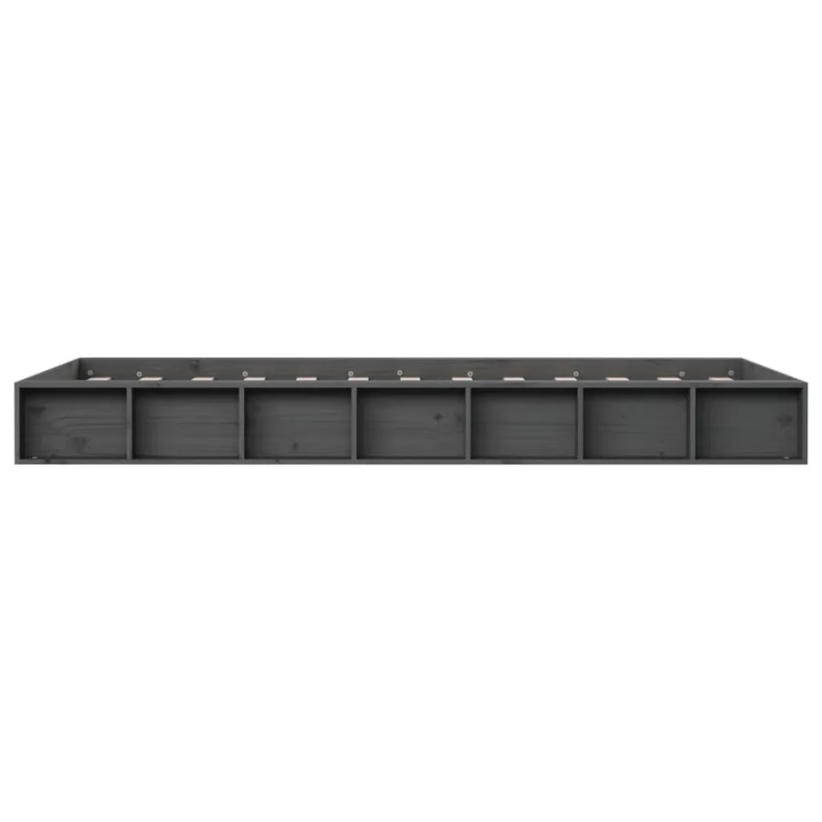 Cadre de lit sans matelas gris 75x190 cm bois massif - 5