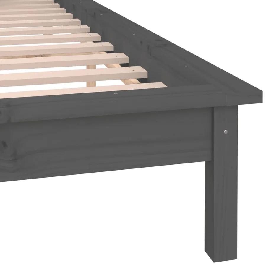 Cadre de lit à LED sans matelas gris 140x190 cm bois massif - 9