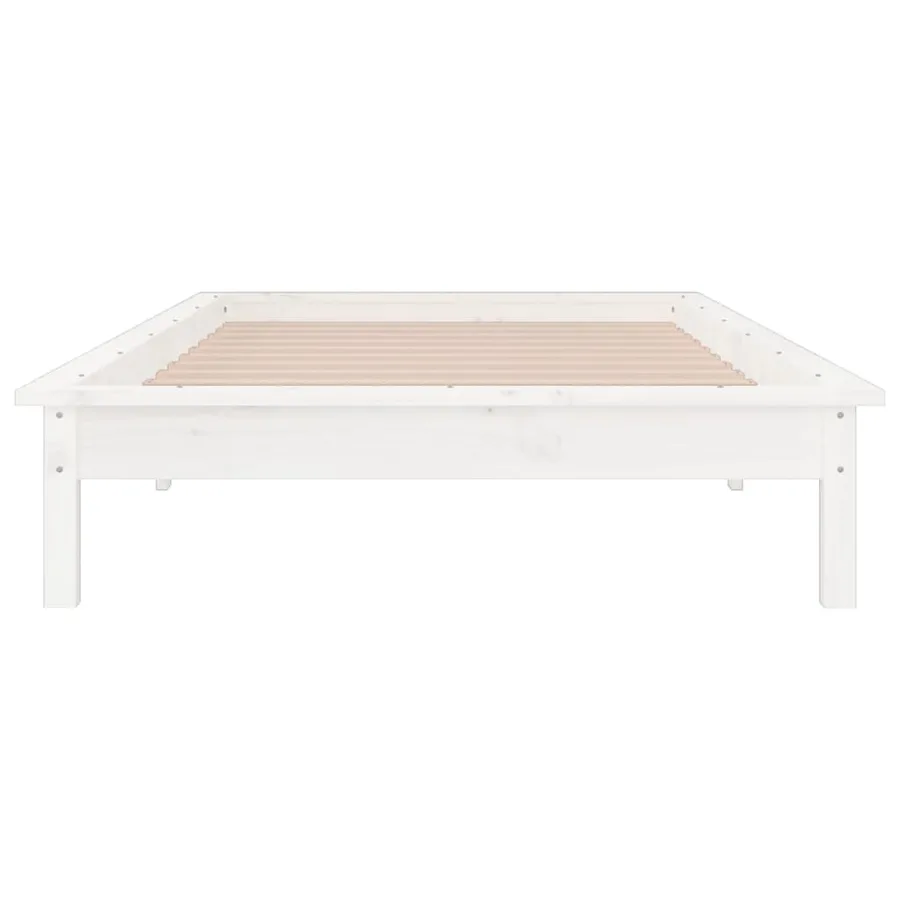 Cadre de lit à LED sans matelas blanc 75x190 cm bois massif - 7