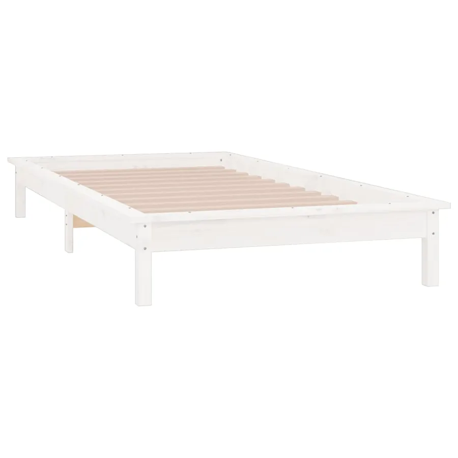 Cadre de lit à LED sans matelas blanc 100x200 cm bois massif - 6