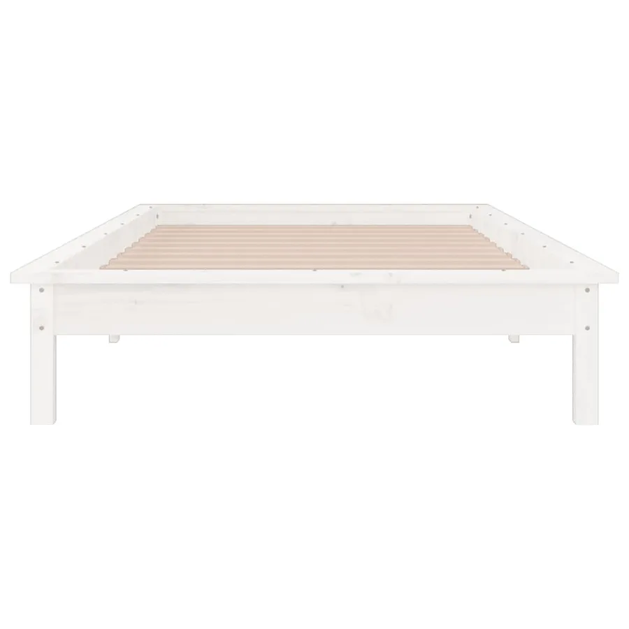 Cadre de lit à LED sans matelas blanc 100x200 cm bois massif - 7