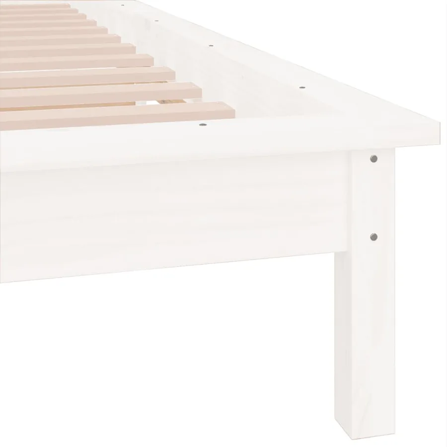 Cadre de lit à LED sans matelas blanc 100x200 cm bois massif - 9