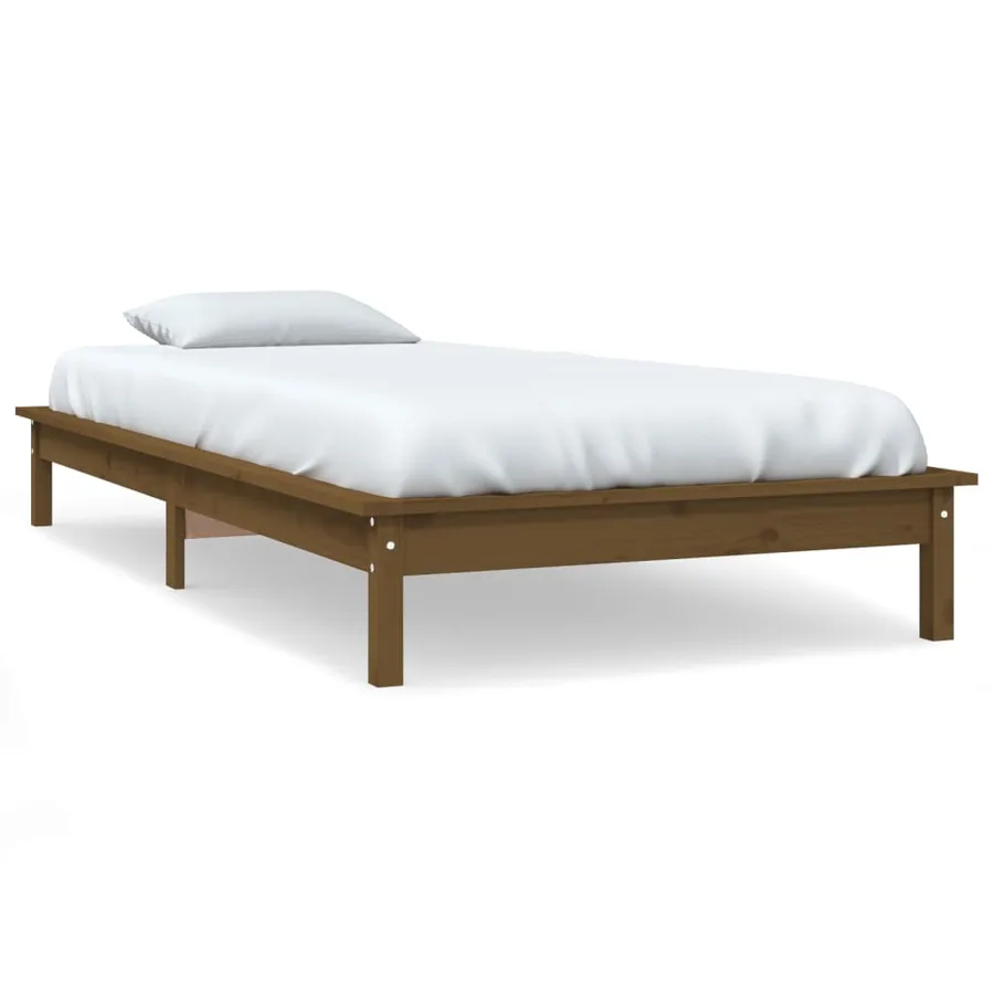 Cadre de lit sans matelas marron miel 90x200 cm bois massif - 2