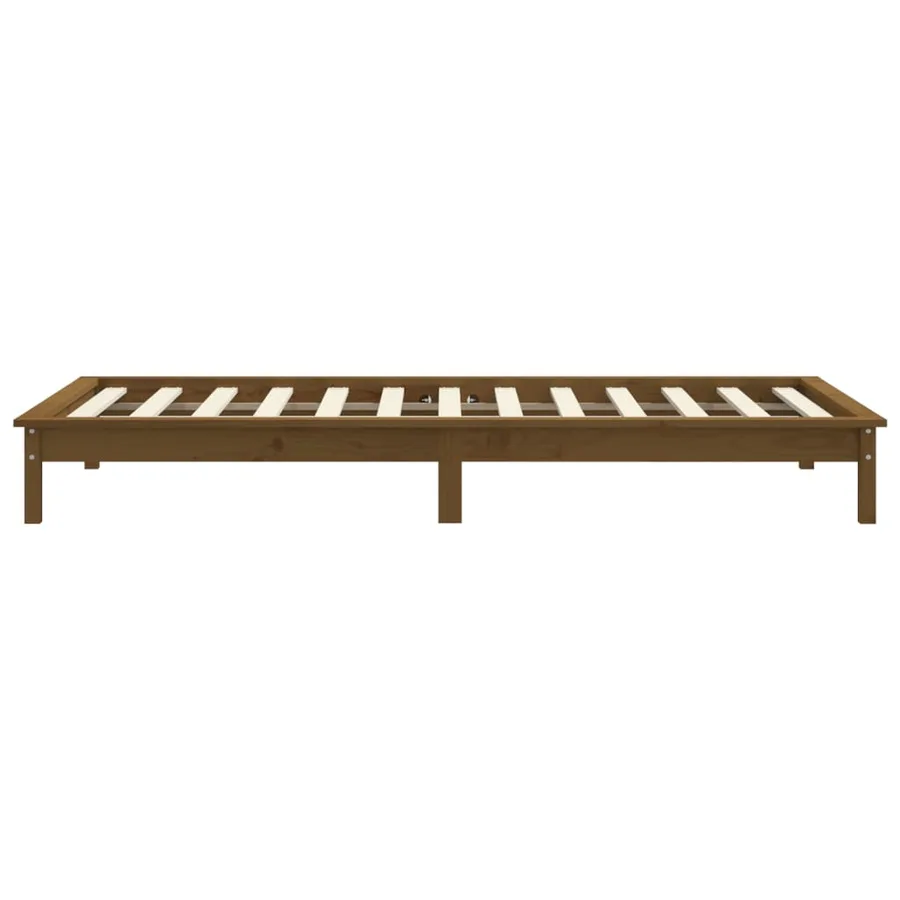 Cadre de lit sans matelas marron miel 90x200 cm bois massif - 6