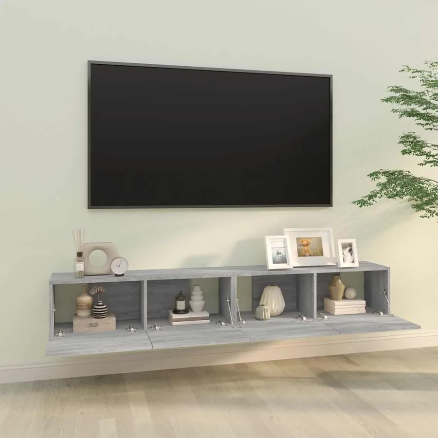 Meubles TV muraux 2pcs sonoma gris 100x30x30 cm bois ingénierie - 3