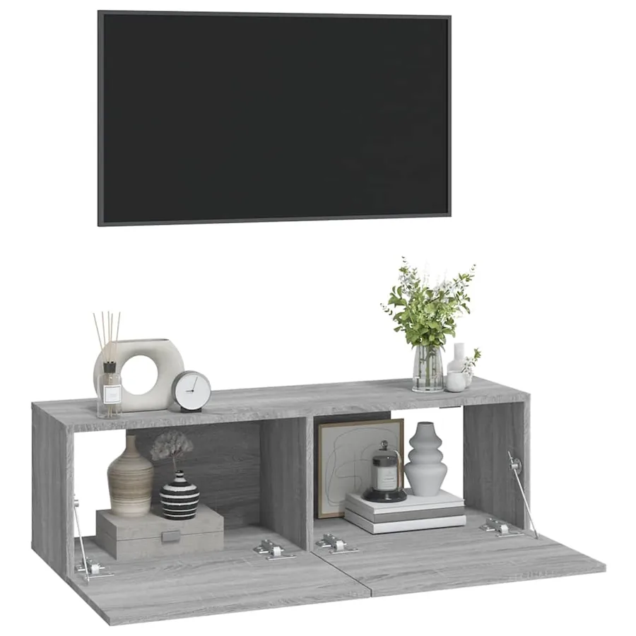 Meubles TV muraux 2pcs sonoma gris 100x30x30 cm bois ingénierie - 4