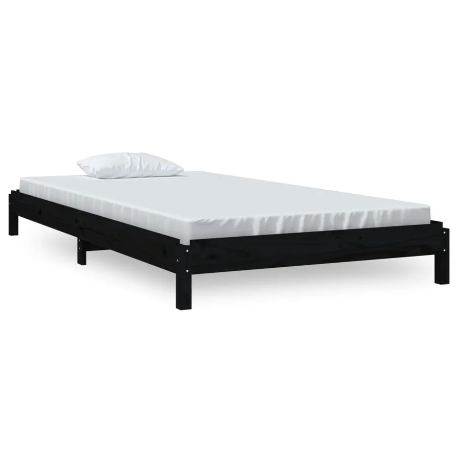 Lit empilable sans matelas noir 90x200 cm bois de pin massif - 2