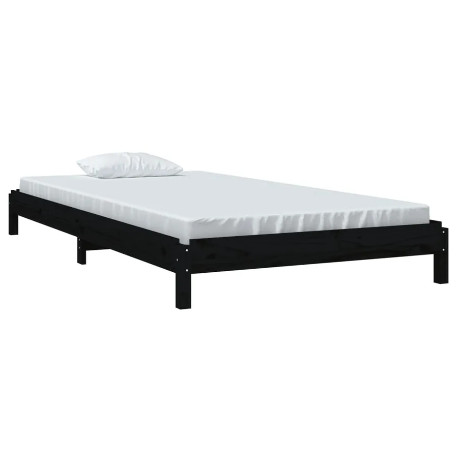 Lit empilable sans matelas noir 90x200 cm bois de pin massif - 3