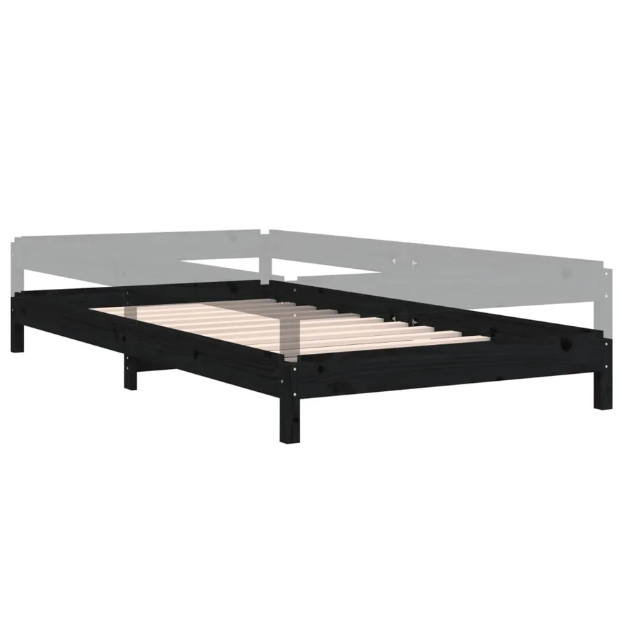 Lit empilable sans matelas noir 90x200 cm bois de pin massif - 6