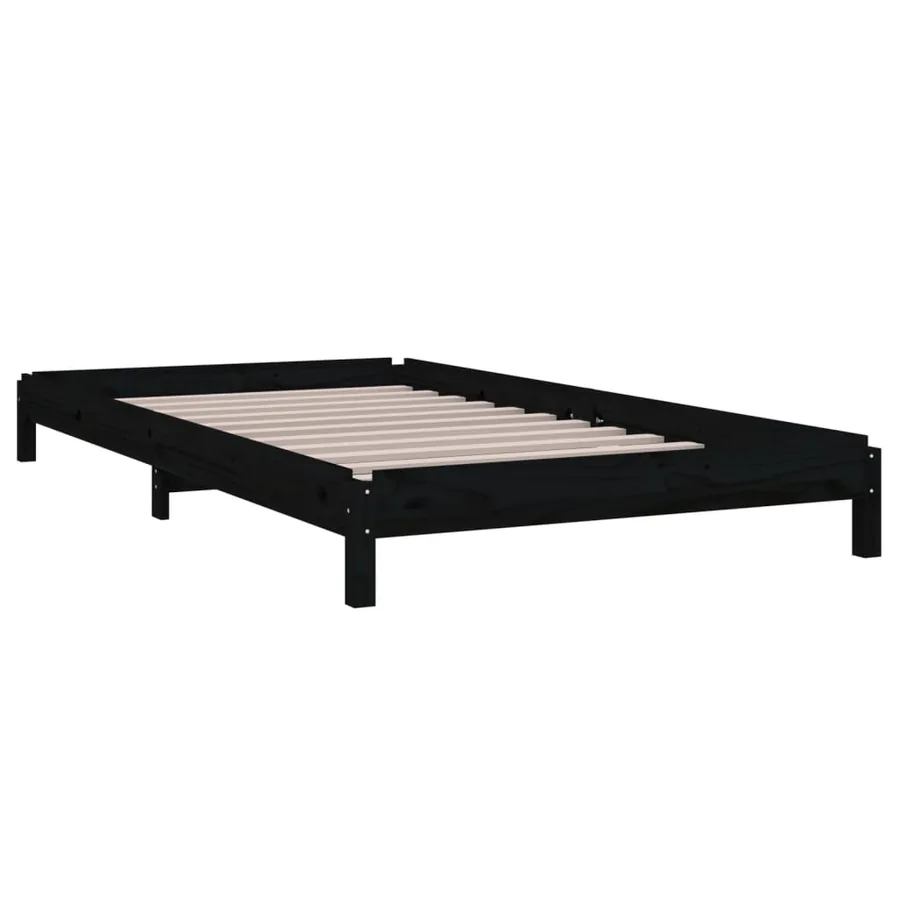 Lit empilable sans matelas noir 90x200 cm bois de pin massif - 7