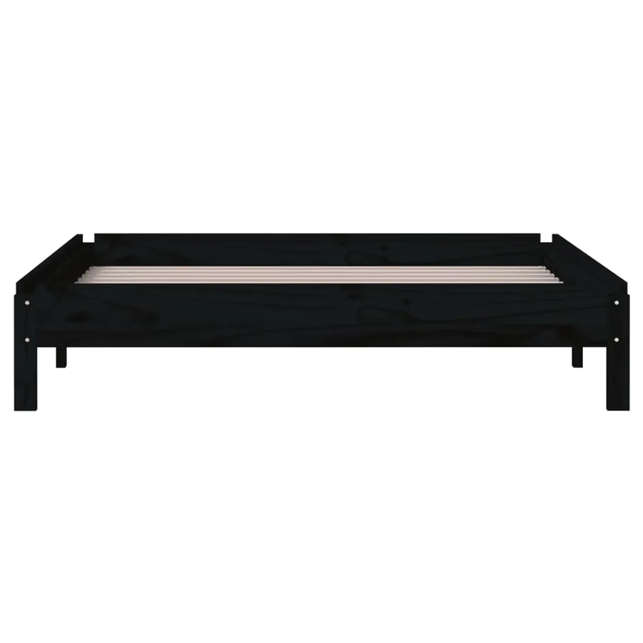 Lit empilable sans matelas noir 90x200 cm bois de pin massif - 8
