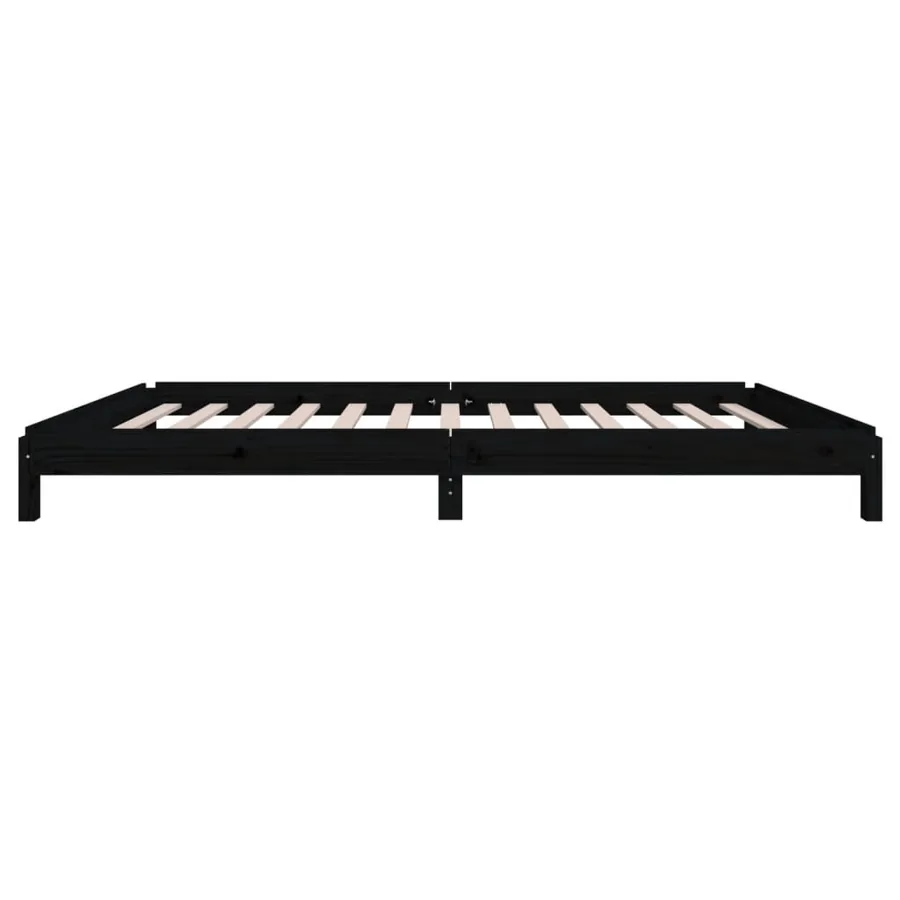 Lit empilable sans matelas noir 90x200 cm bois de pin massif - 9