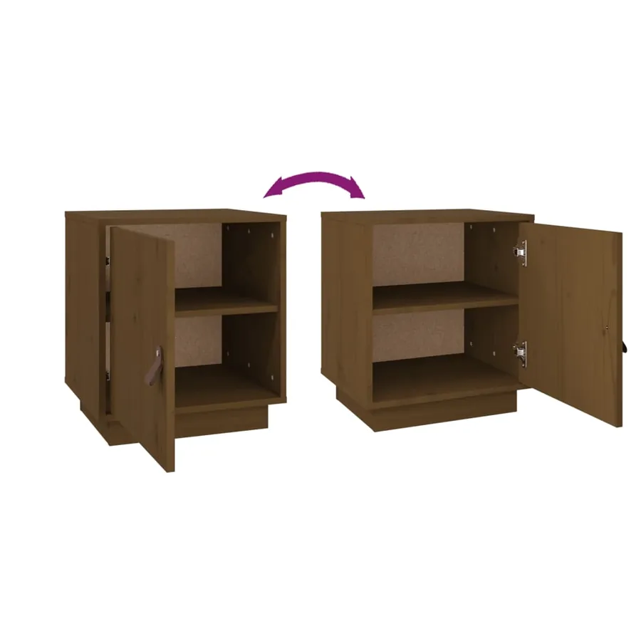 Tables de chevet 2pcs Marron miel 40x34x45cm Bois de pin massif - 8