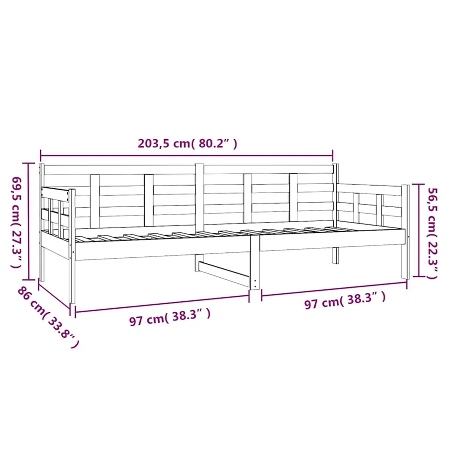 Lit de jour sans matelas blanc bois de pin massif 80x200 cm - 11