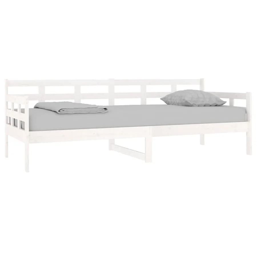 Lit de jour sans matelas blanc bois de pin massif 80x200 cm - 3