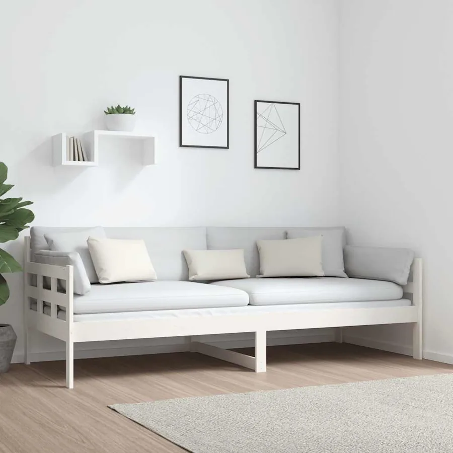 Lit de jour sans matelas blanc bois de pin massif 80x200 cm - 4