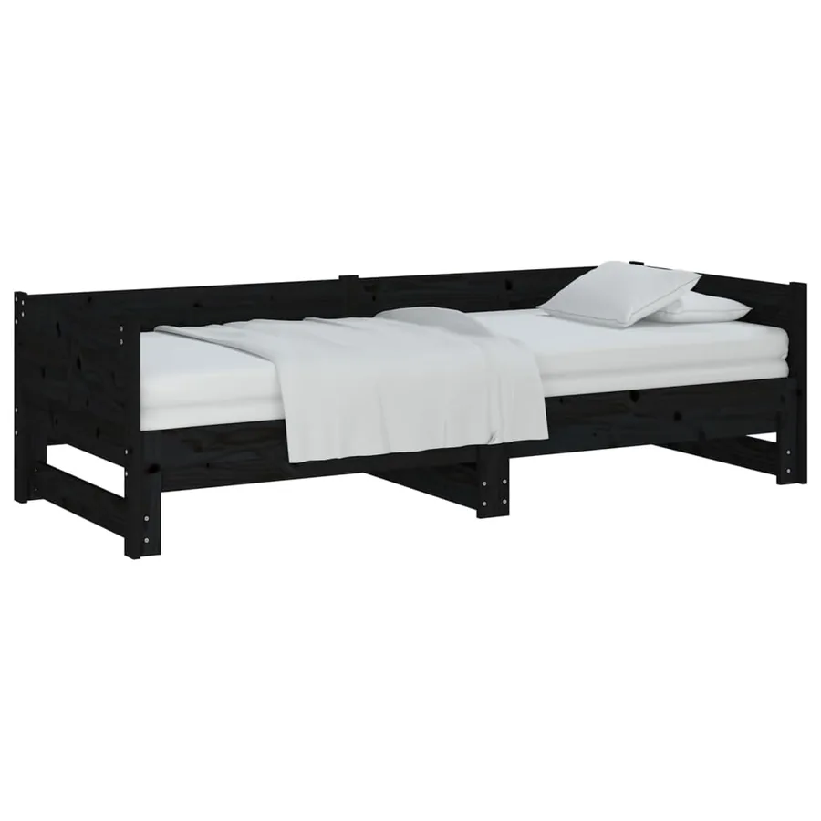 Lit coulissant sans matelas noir 2x(90x190) cm - 4