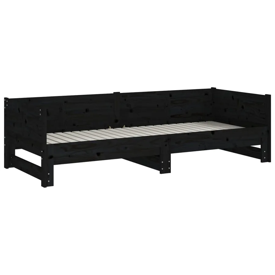Lit coulissant sans matelas noir 2x(90x190) cm - 6