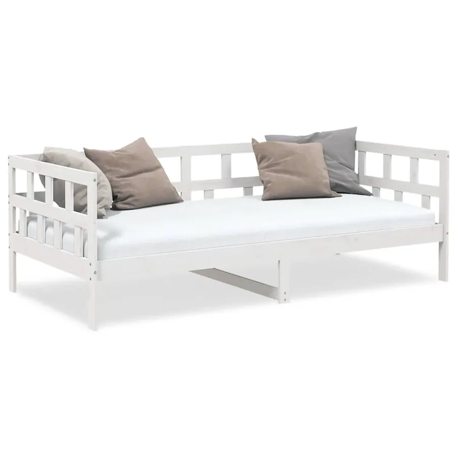 Lit de jour sans matelas blanc bois de pin massif 90x190 cm - 4