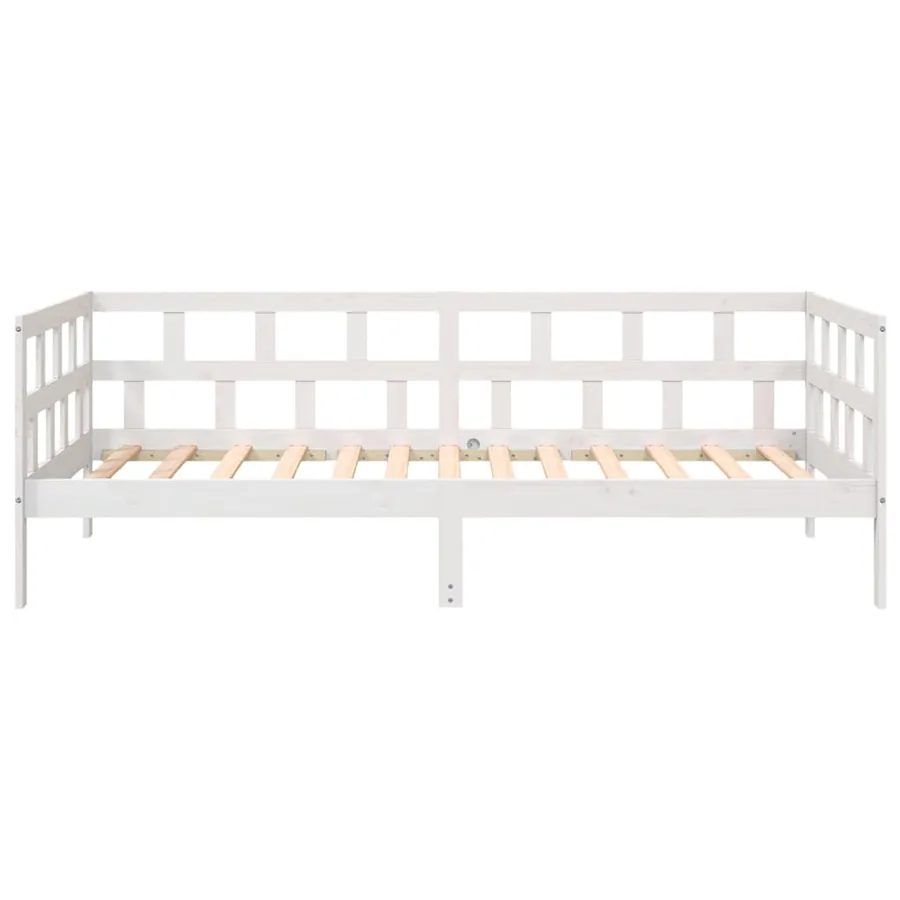 Lit de jour sans matelas blanc bois de pin massif 90x190 cm - 5