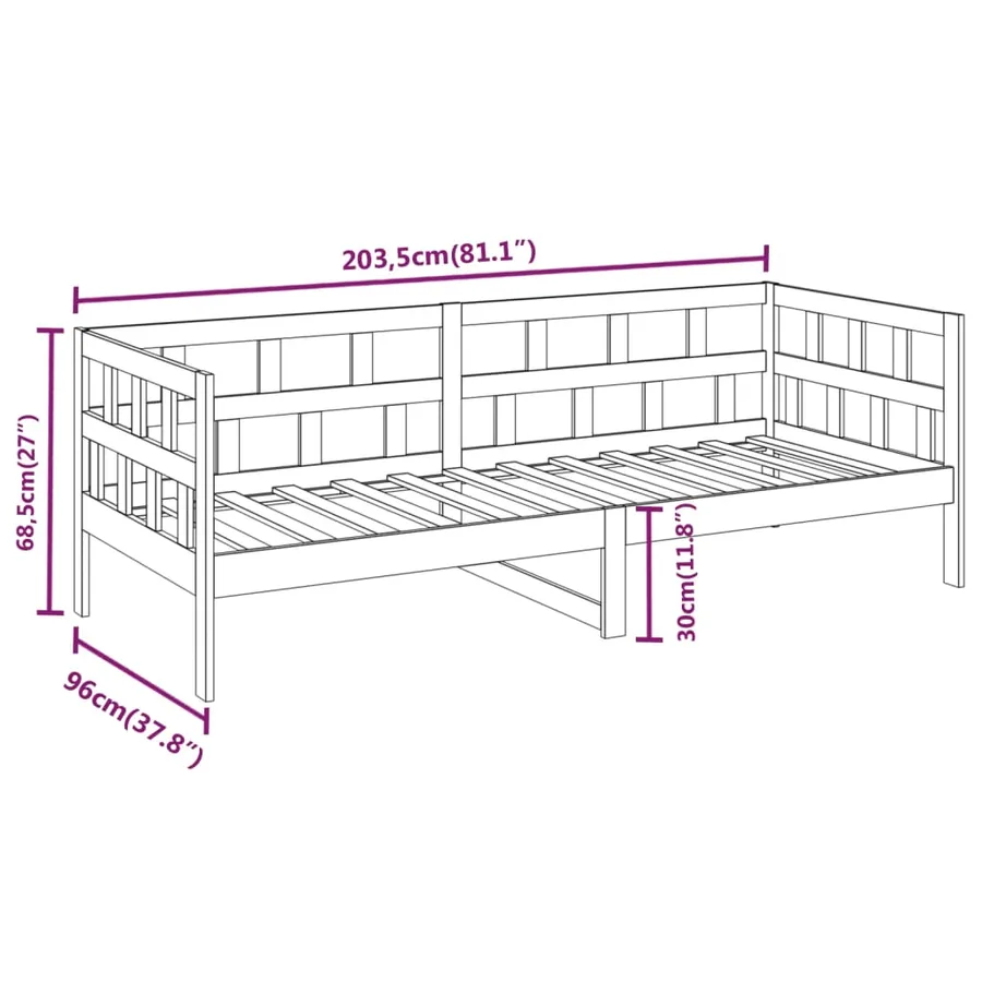 Lit de jour sans matelas bois de pin massif 90x200 cm - 11