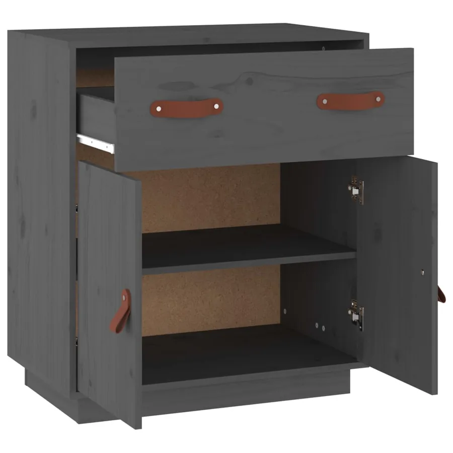 Buffet Gris 65,5x40x75 cm Bois massif de pin - 4