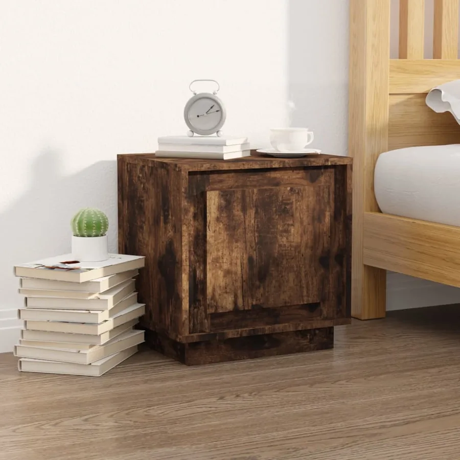 Tables de chevet 2 pcs chêne fumé 44x35x45 cm bois d'ingénierie - 3