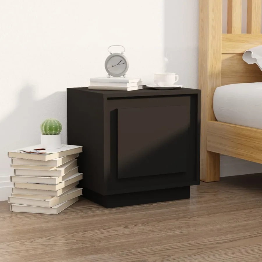 Tables de chevet 2 pcs noir 44x35x45 cm bois d'ingénierie - 3