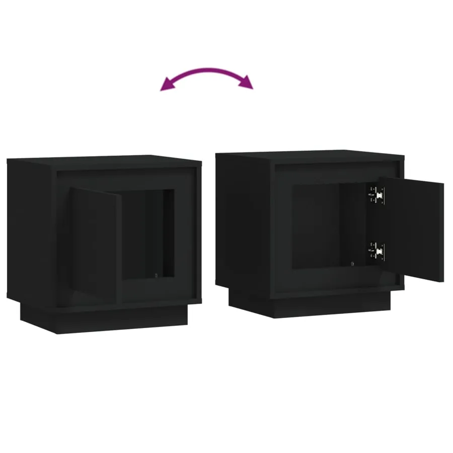 Tables de chevet 2 pcs noir 44x35x45 cm bois d'ingénierie - 9