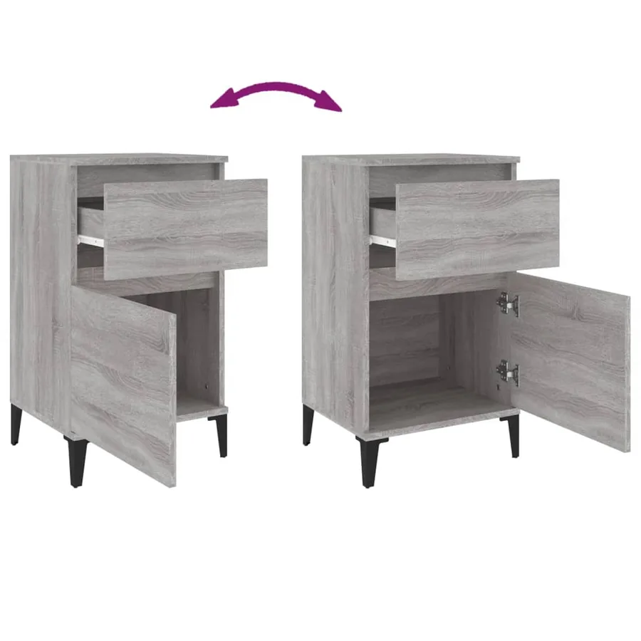 Table de chevet sonoma gris 40x35x70 cm - 9
