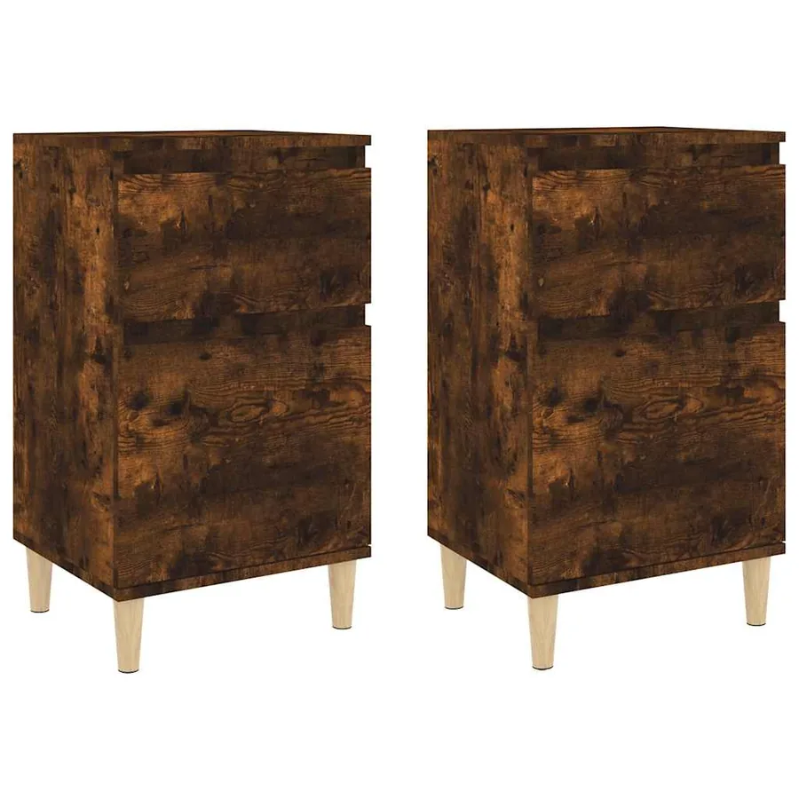 Tables de chevet 2 pcs chêne fumé 40x35x70 cm - 2
