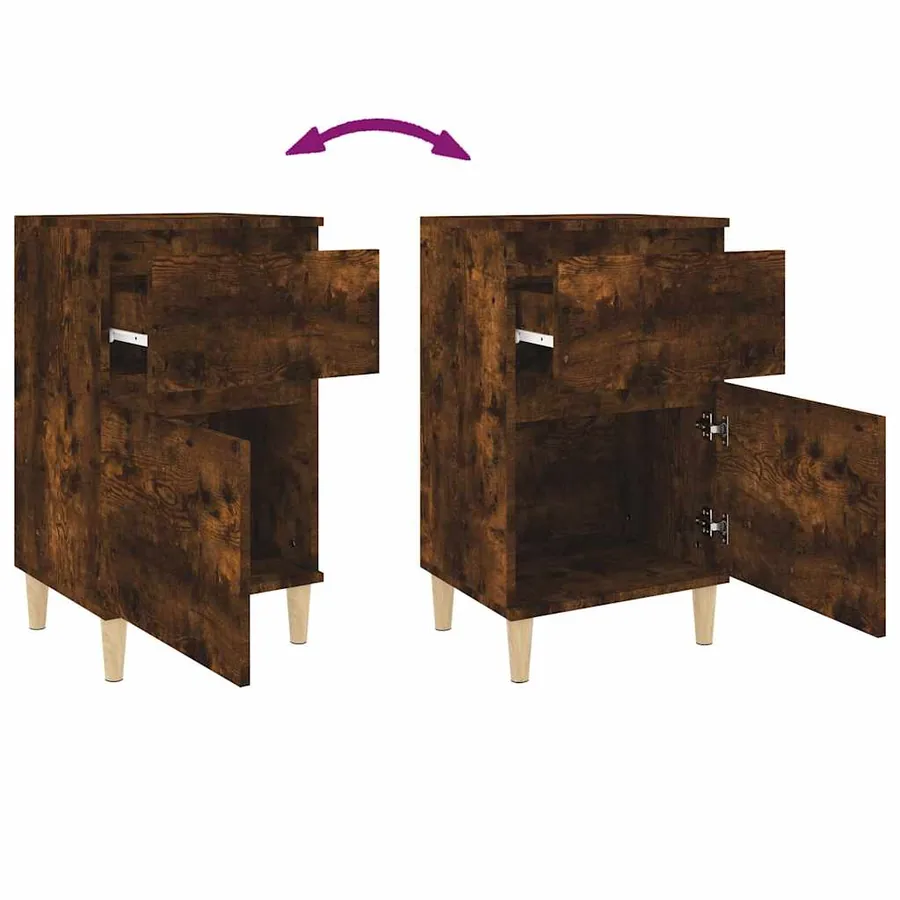 Tables de chevet 2 pcs chêne fumé 40x35x70 cm - 9