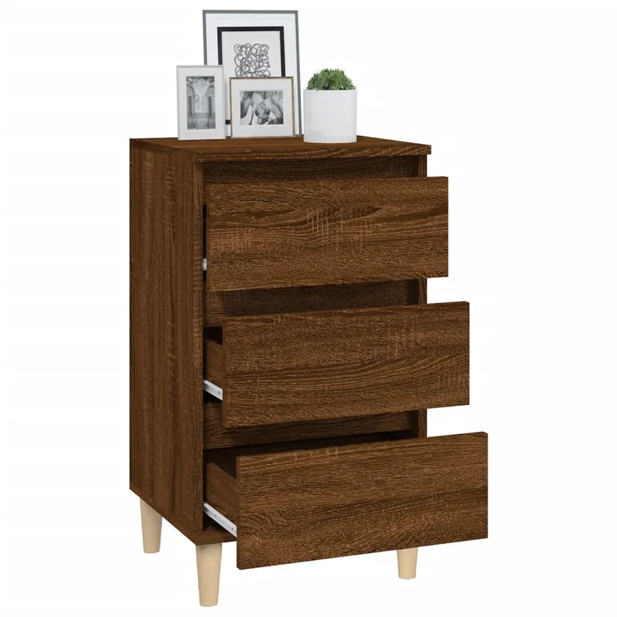 Table de chevet chêne marron 40x35x70 cm bois d'ingénierie - 5