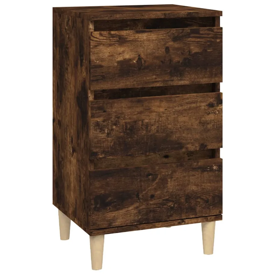 Table de chevet chêne fumé 40x35x70 cm bois d'ingénierie - 2