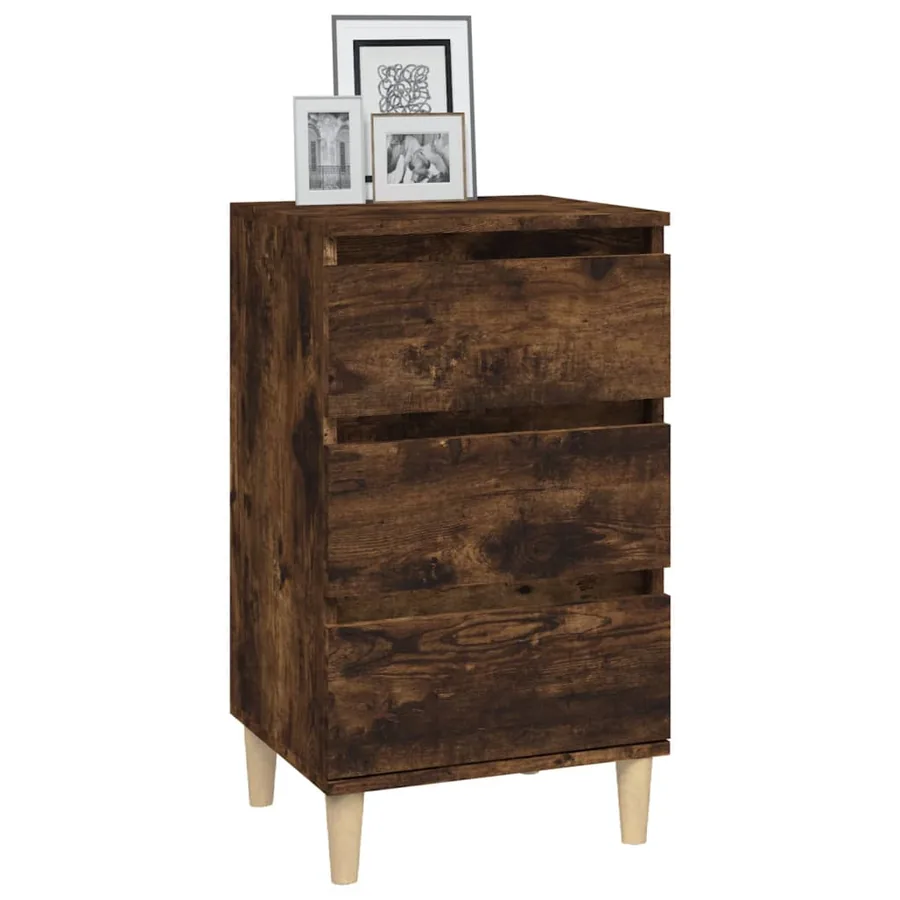 Table de chevet chêne fumé 40x35x70 cm bois d'ingénierie - 4