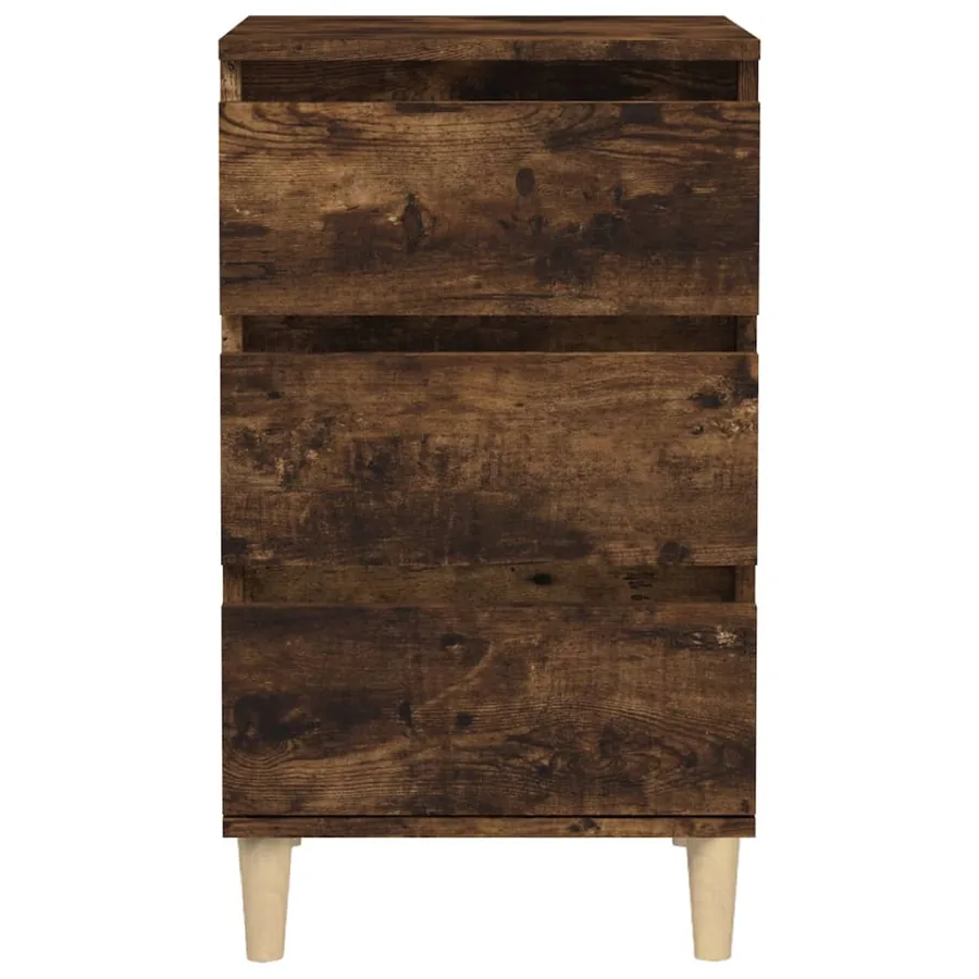 Table de chevet chêne fumé 40x35x70 cm bois d'ingénierie - 6