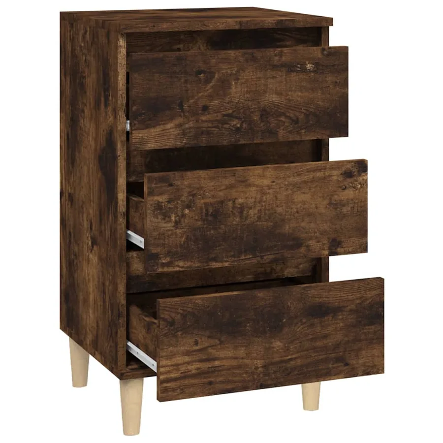 Table de chevet chêne fumé 40x35x70 cm bois d'ingénierie - 7