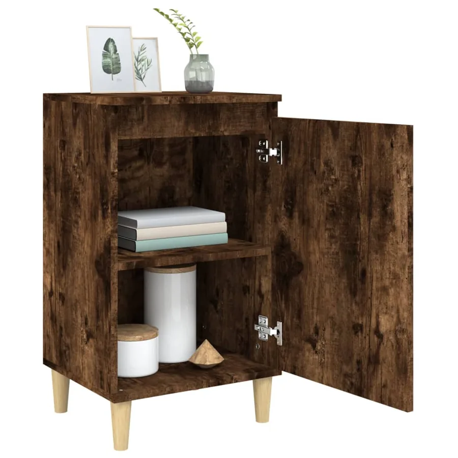 Table de chevet chêne fumé 40x35x70 cm bois d'ingénierie - 4