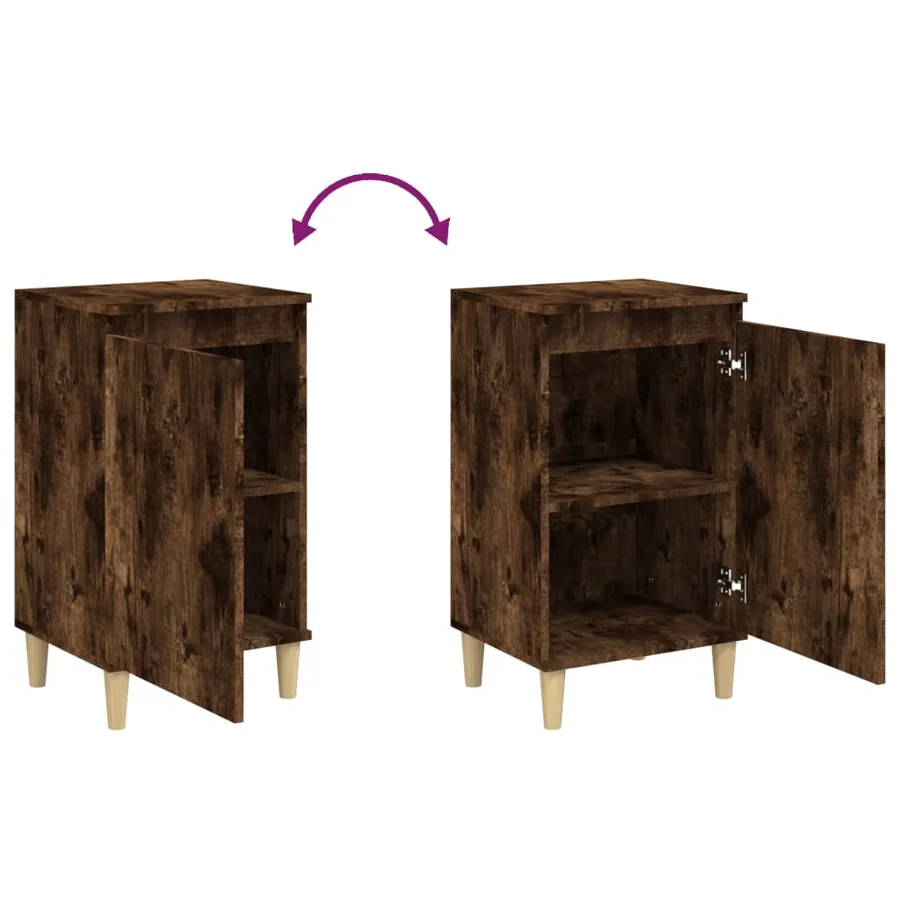 Table de chevet chêne fumé 40x35x70 cm bois d'ingénierie - 8