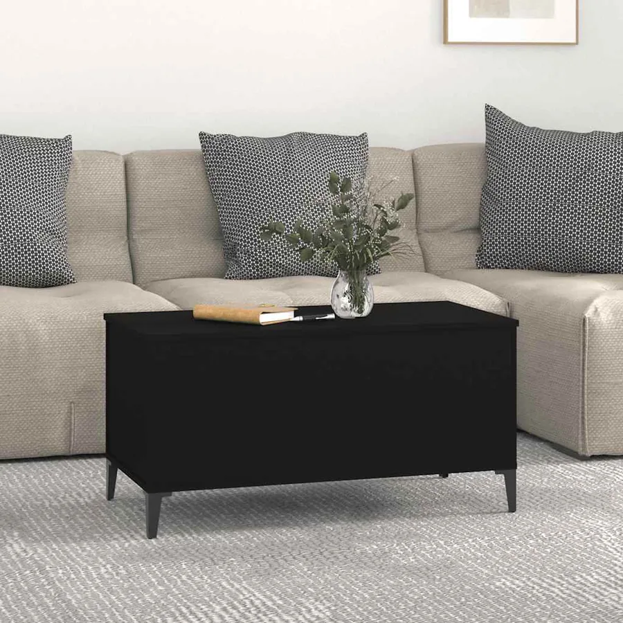 Table basse Noir 90x44,5x45 cm Bois d'ingénierie - 3