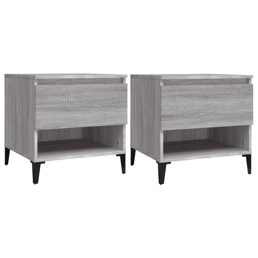 Tables d'appoint 2 pcs Sonoma gris 50x46x50 cm Bois ingénierie - 2